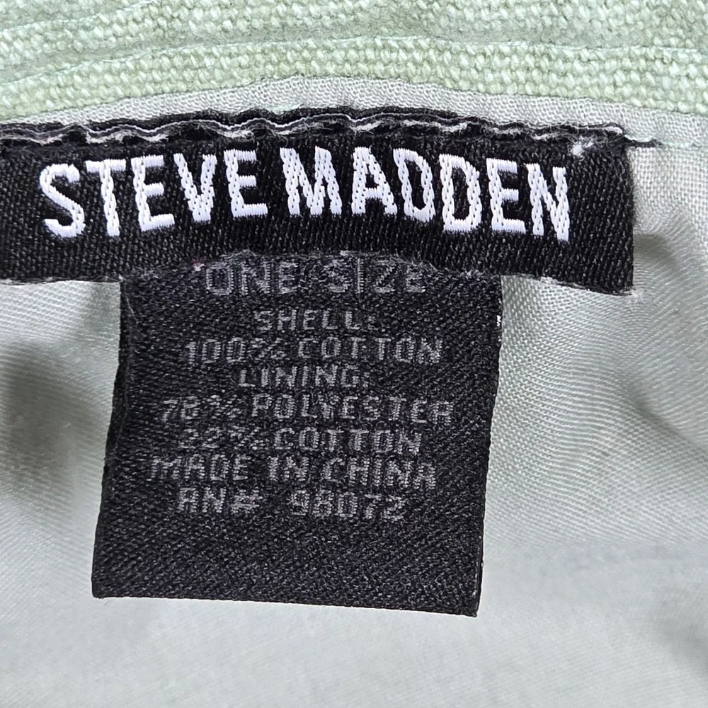 Steve Madden Sage Green Bucket Hat Fringe Distressed Beach Vacation Hat One Size